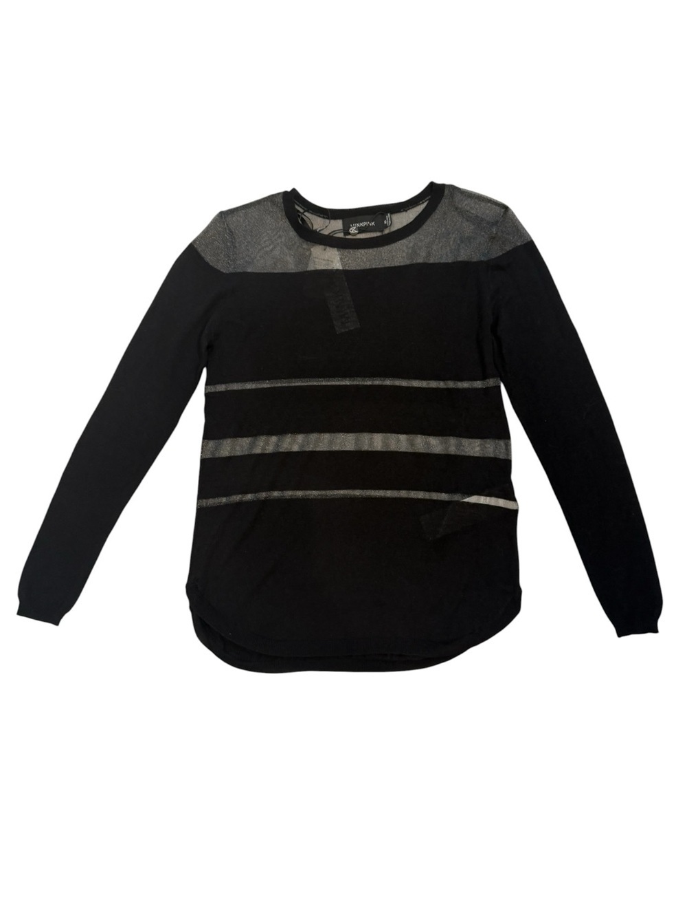 MINKPINK Black Sheer Stripe Long Sleeve Top